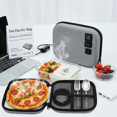 Túi sưởi ấm thực phẩm di động được thiết kế cho túi phẳng hộp bento và bánh sandwich với vỏ cứng chống vỡ và nguồn điện USB