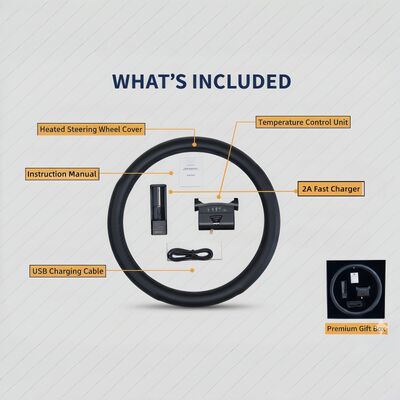 Vỏ vô lăng sưởi ấm bằng graphene bán buôn, làm nóng nhanh bằng da có bảo vệ quá nhiệt, bộ tay cầm chống trượt