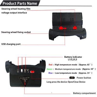 Vỏ vô lăng sưởi ấm bằng graphene bán buôn, làm nóng nhanh bằng da có bảo vệ quá nhiệt, bộ tay cầm chống trượt