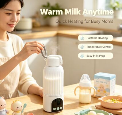 Máy hâm sữa em bé di động sạc USB, có điều chỉnh nhiệt độ, tiện lợi cho du lịch và gia đình, phù hợp với bình sữa 17oz