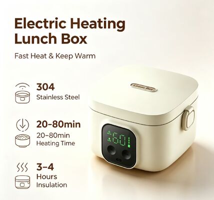 Hộp cơm điện USB, Hộp giữ nhiệt di động bằng thép không gỉ 304, Hộp hâm nóng thức ăn điều chỉnh nhiệt độ 500ml, Giữ ấm 3-4H cho dã ngoại, cắm trại, du lịch đường bộ