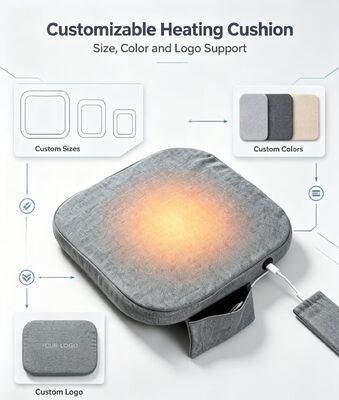 Đệm Ghế Sưởi Graphene 45x45cm Dày 3cm Vải Lanh Cotton Điều Chỉnh Nhiệt Độ 3 Cấp USB Tấm Sưởi Ấm Hỗ Trợ Eo Mông Cho Gia Đình Xe Hơi Văn Phòng