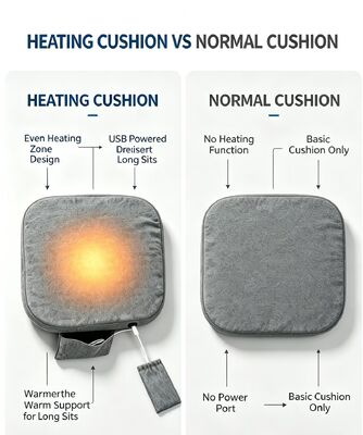 Đệm Ghế Sưởi Graphene 45x45cm Dày 3cm Vải Lanh Cotton Điều Chỉnh Nhiệt Độ 3 Cấp USB Tấm Sưởi Ấm Hỗ Trợ Eo Mông Cho Gia Đình Xe Hơi Văn Phòng