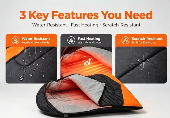 Túi ngủ cho chó có sưởi chống nước & chống trầy xước, Túi ngủ cho thú cưng bằng polyester bền bỉ có thể điều chỉnh nhiệt độ 3 cấp độ cho nhiều giống chó, Bông rỗng phù hợp cho mùa đông tuyết gió