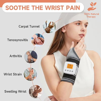 Băng đeo cổ tay có sưởi USB có chức năng massage rung, 3 mức nhiệt độ & cài đặt hẹn giờ, băng quấn cổ tay sưởi ấm hỗ trợ cổ tay do hội chứng ống cổ tay và viêm khớp