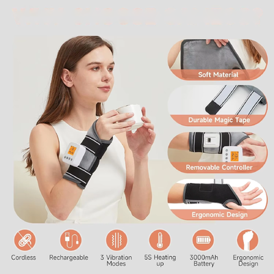 Băng đeo cổ tay có sưởi USB có chức năng massage rung, 3 mức nhiệt độ & cài đặt hẹn giờ, băng quấn cổ tay sưởi ấm hỗ trợ cổ tay do hội chứng ống cổ tay và viêm khớp