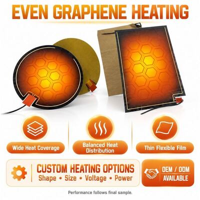 Graphene Mirror Defogger Pad sưởi ấm, hình dạng tùy chỉnh kích thước điện áp, chống ẩm phim linh hoạt cho gương phòng tắm
