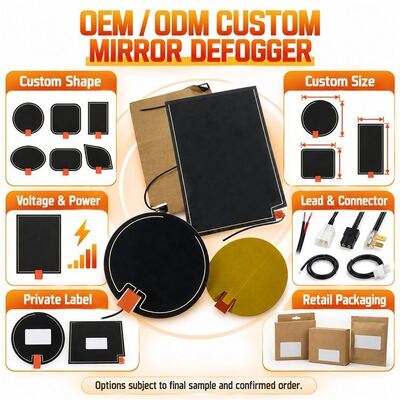 Graphene Mirror Defogger Pad sưởi ấm, hình dạng tùy chỉnh kích thước điện áp, chống ẩm phim linh hoạt cho gương phòng tắm