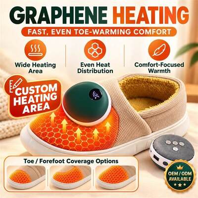 Dép đi trong nhà có nam châm tháo rời, Module sưởi Graphene có màn hình kỹ thuật số, Nhãn vật liệu và bao bì tùy chỉnh màu sắc