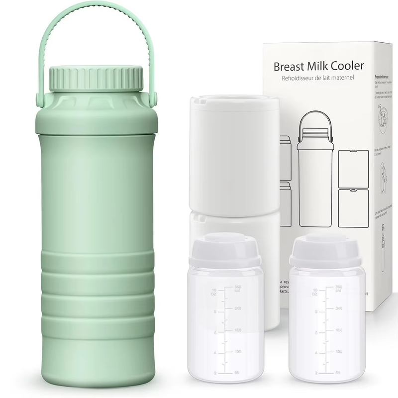 Túi giữ lạnh sữa mẹ di động dùng ngoài trời, Cứu tinh với khả năng làm lạnh 360° trong 24 giờ, Túi giữ lạnh sữa mẹ du lịch dung tích lớn hơn với 2 bình sữa cho bé để trữ sữa mẹ, Màu xanh lá