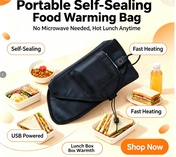 Túi sưởi ấm thực phẩm tự niêm phong có nguồn USB cho việc sưởi ấm nhẹ nhàng ổn định các bữa ăn đóng gói phù hợp cho chuyến đi dã ngoại và hàng ngày