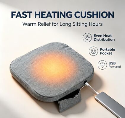 Đệm Ghế Sưởi Graphene 45x45cm Dày 3cm Vải Lanh Cotton Điều Chỉnh Nhiệt Độ 3 Cấp USB Tấm Sưởi Ấm Hỗ Trợ Eo Mông Cho Gia Đình Xe Hơi Văn Phòng