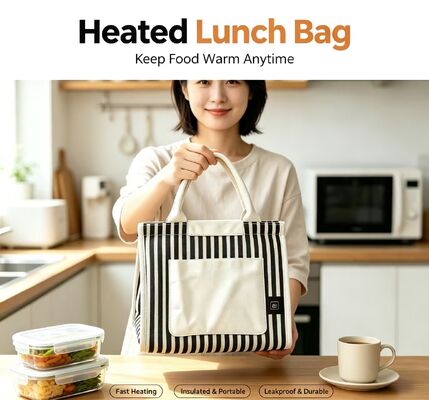 Máy sưởi thức ăn di động tối ưu cho các chuyến đi đường, cắm trại & văn phòng    USB Powered Heated Lunch Bag with Rapid Heating Technology