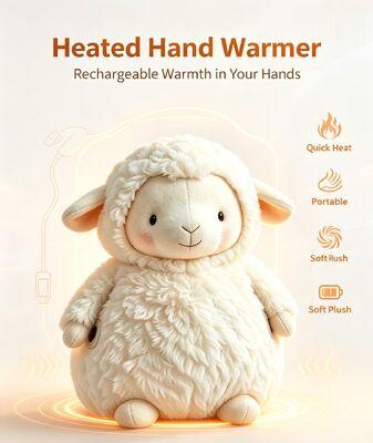 Máy sưởi tay hình cừu di động thân thiện với trẻ em, chạy bằng sạc dự phòng USB dễ mang theo, vải mềm mại, êm ái khi chạm vào cho gia đình sử dụng trong nhà, 3 mức nhiệt độ 40-50-60°C, thời gian hoạt động dài 6-8 giờ