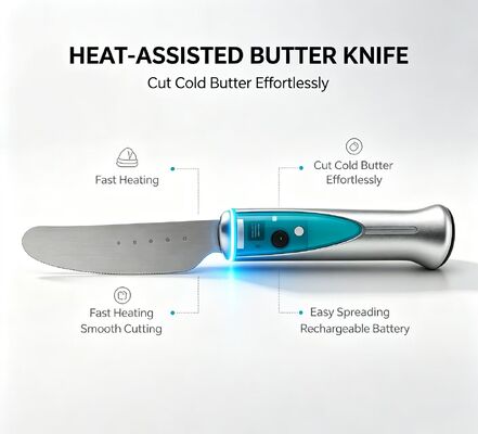 Nướng bánh phải có Electric Butter Heating Knife, Waterproof Touch Control Butter Softening Cutter, 1020mAh USB Sạc lại, Quà dụng cụ nhà bếp tuyệt vời