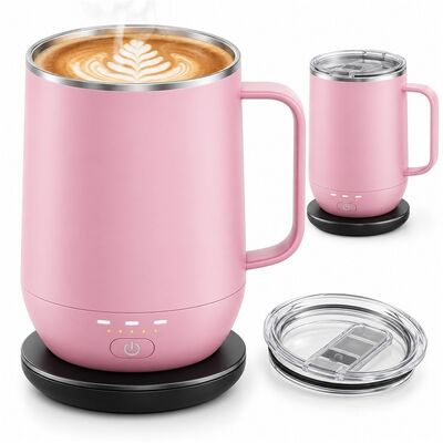 Cốc Sưởi Sạc Không Dây, Nhiều Cài Đặt Nhiệt Độ Với Điều Khiển Một Nút, Cốc Cà Phê Không Dây Sạc Lại Với Lớp Lót Thép Không Gỉ, Logo Màu Tùy Chỉnh và Bao Bì