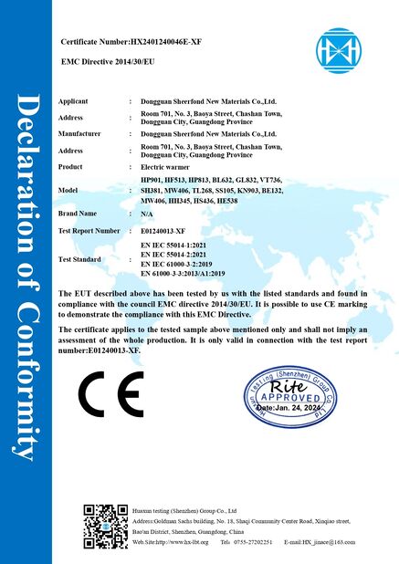 Trung Quốc Dongguan Sheerfond New Materials Co., Ltd. Chứng chỉ